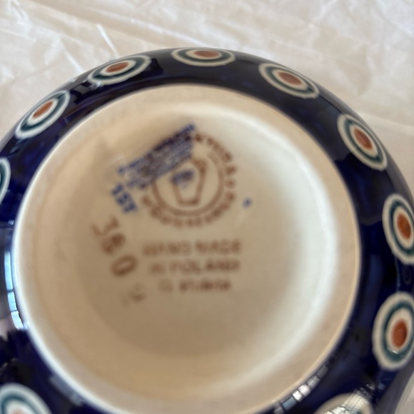 NEW TWO Polish Pottery Mugs 8oz Peacock Xmas Tree Boleslawiec Ceramic Folk Art - Picture 8 of 10